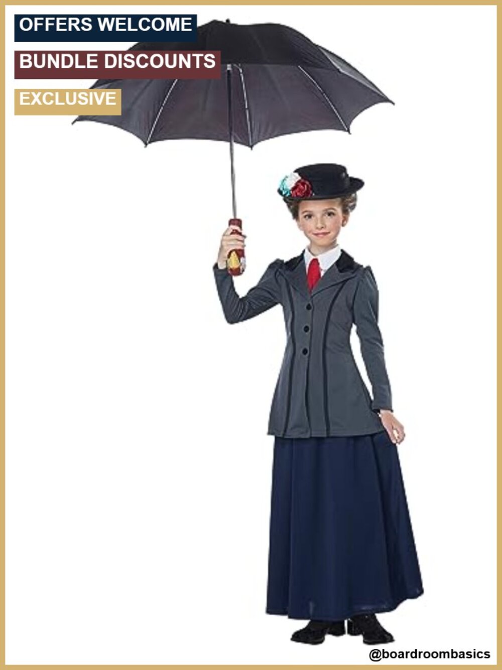 Girls English Nanny Costume 100% Polyester Small Halloween